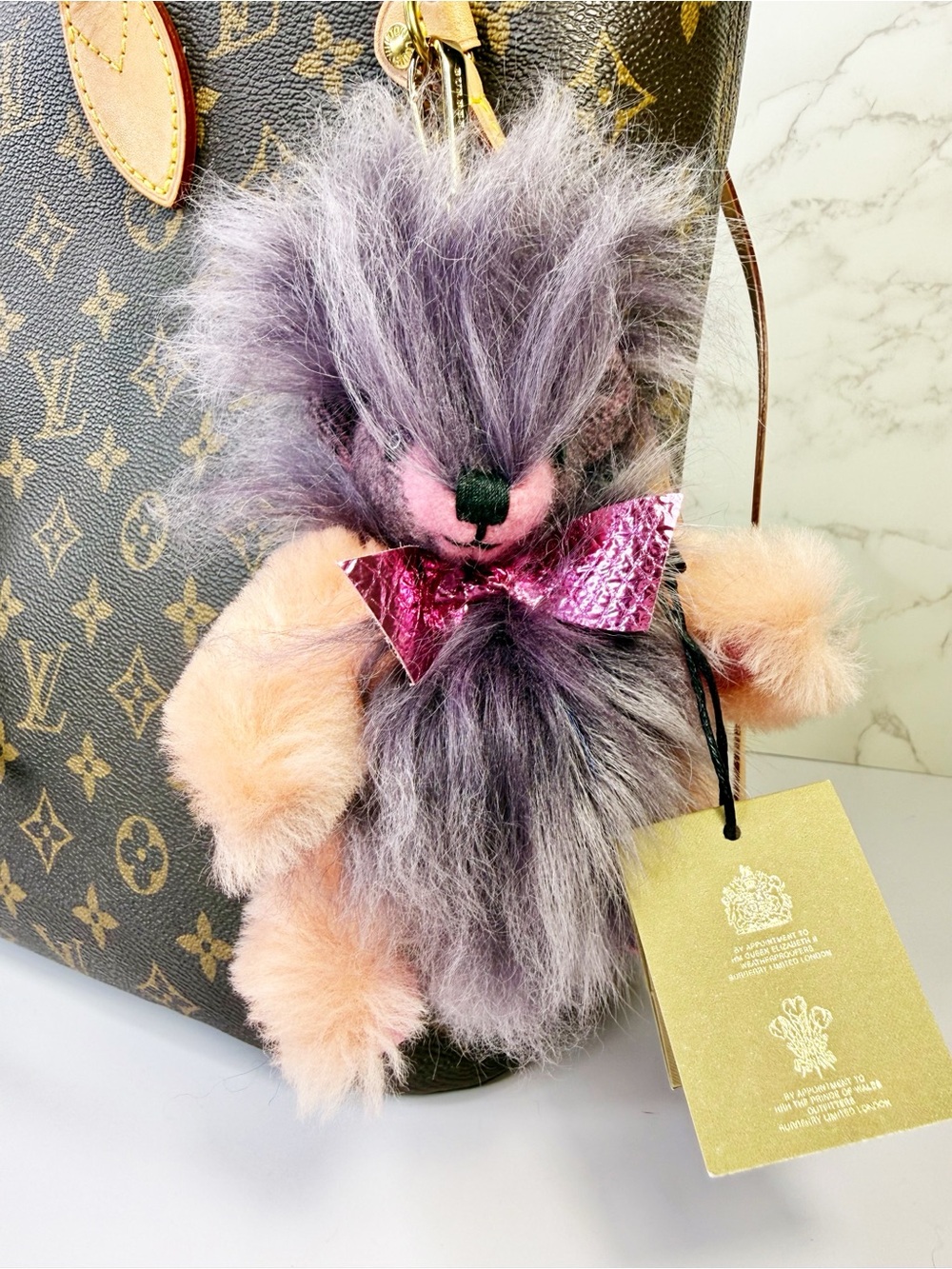 Burberry Thomas Bear Pink & Lavender Pom-Pom Keychain/Bag Charm